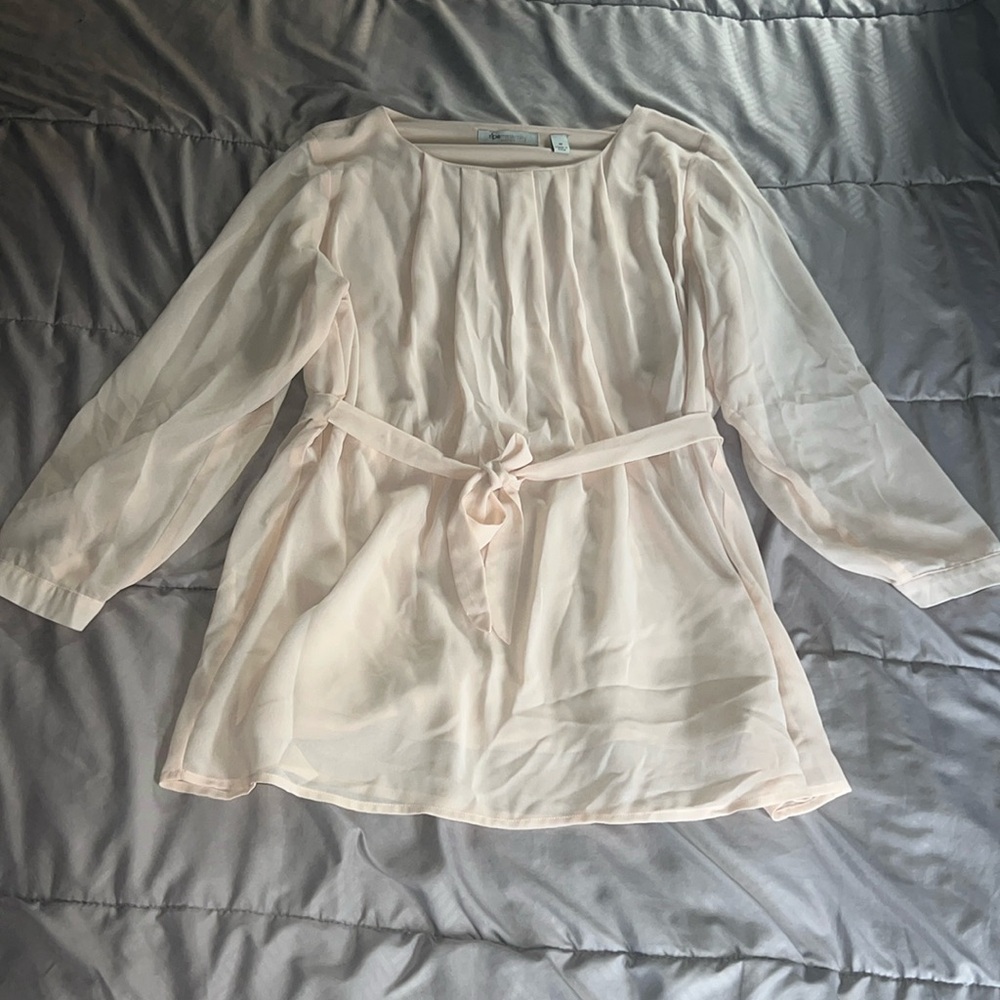 Ripe Maternity blush Sheer Bishop Sleeve Blouse